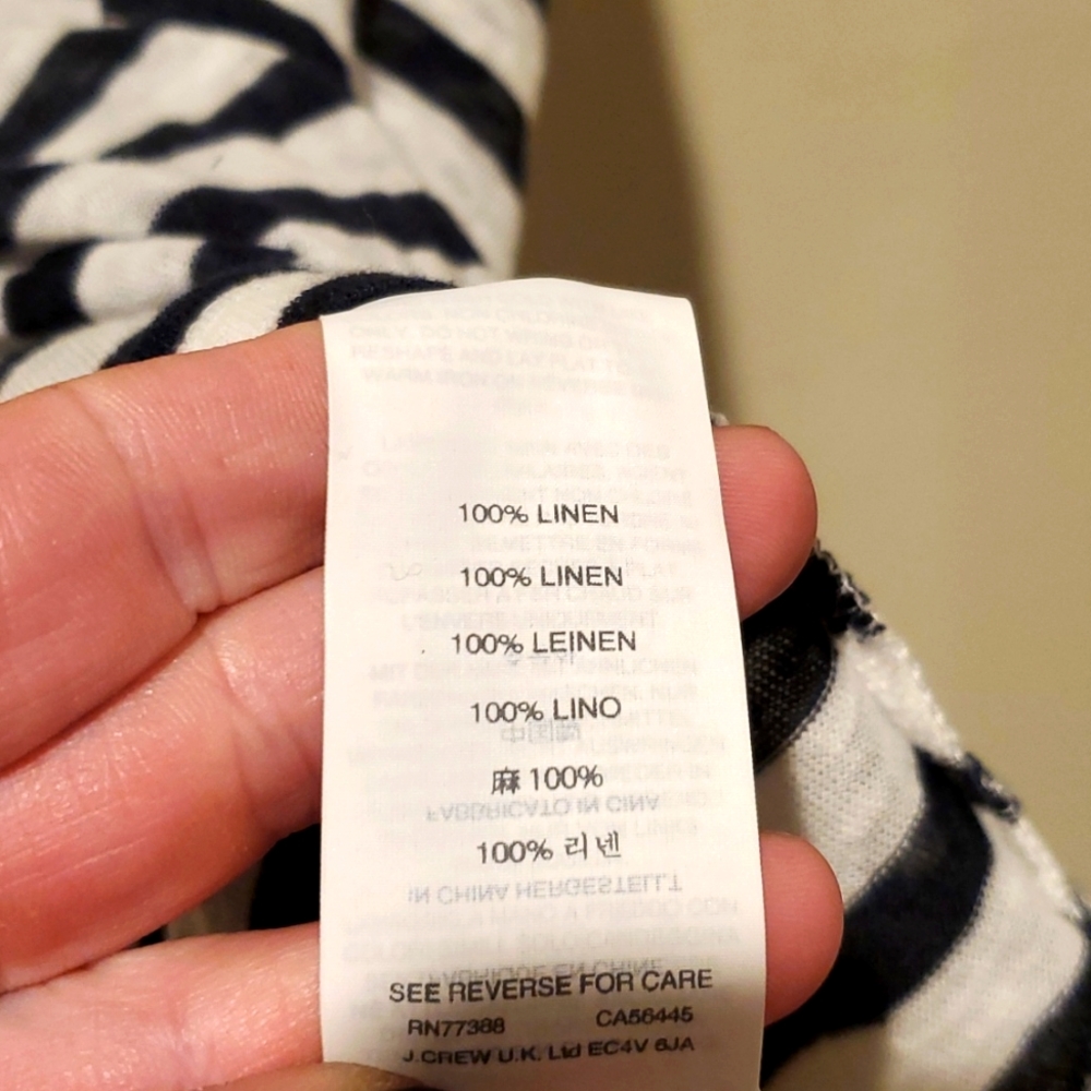 ❤ J CREW 100% LINEN  STRIPED TOP, XS - Picture 3 of 4